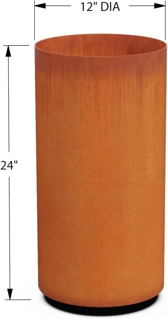 Plantercraft Large Round Planters for Outdoor Plants - 24 Inch Corten Steel Planter for Patio