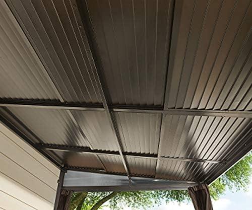 Sojag 10' x 12' Francfort Wall-Mounted Hardtop Gazebo Outdoor Weather-Resistant Aluminum Frame Sun Shelter