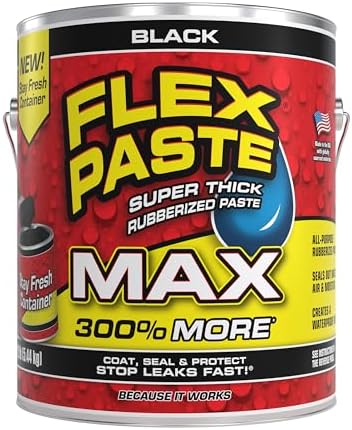 Flex Paste MAX, 12 lb Can, Black, Waterproof Paintable Putty, Spackle Sealant, Fill Gaps Cracks Holes - Block Out Water and Air - UV Resistant - Walls