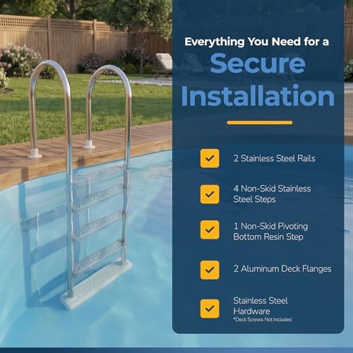 Blue Wave Premium Stainless Steel in-Pool Ladder for Above Ground Pools