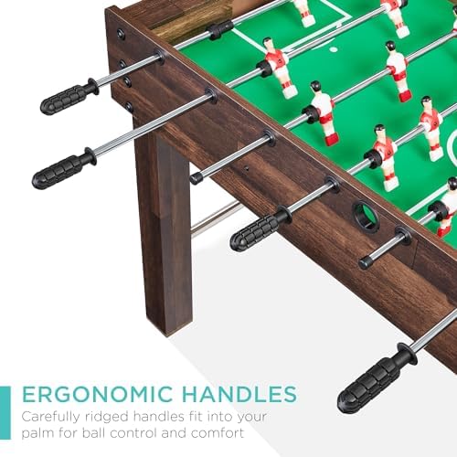 Best Choice Products Foosball Table for Kids and Adults, Game Room Soccer Game Table w/ 2 Balls, 2 Cup Holders, Ergonomic Handles, Chrome Finished Metal Bars