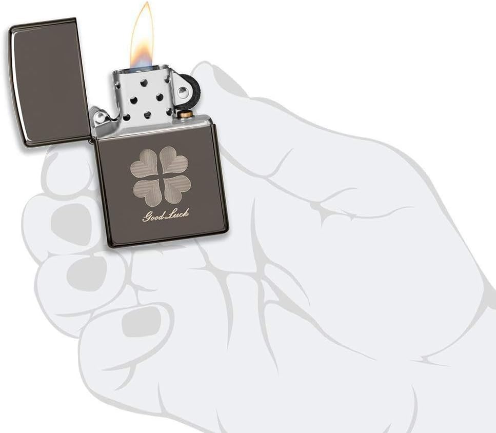 Zippo Clover Design Pocket Lighter, High Polish Chrome, One Size (ZO24699)