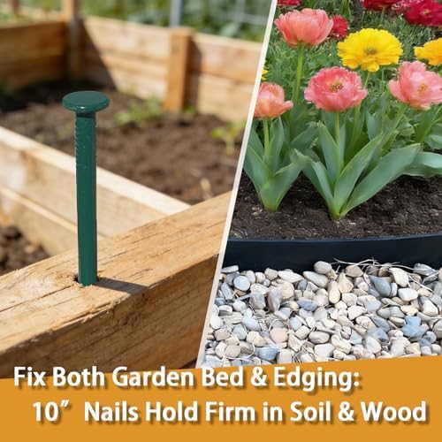 Landscape Stakes Metal Landscape Edging Anchoring Spikes, 10-Inch Length 50 Count, for Artificial Turf Stakes, Paver Edging, Weed Barrier, Timber
