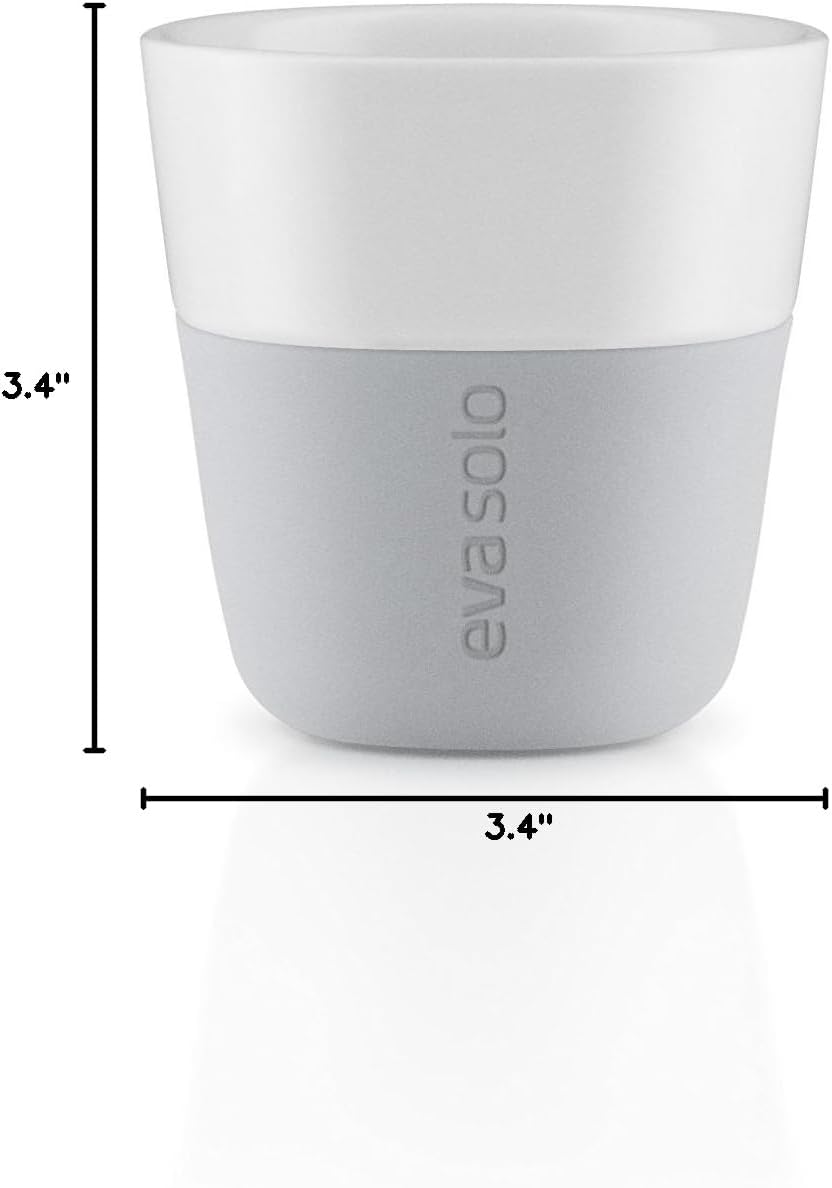 Eva Solo | 2 Lungo Tumbler Mugs | 8 oz Porcelain Coffee Cup Tumblers with Silicone-coated Grip | Danish Design, Functionality & Quality | Black
