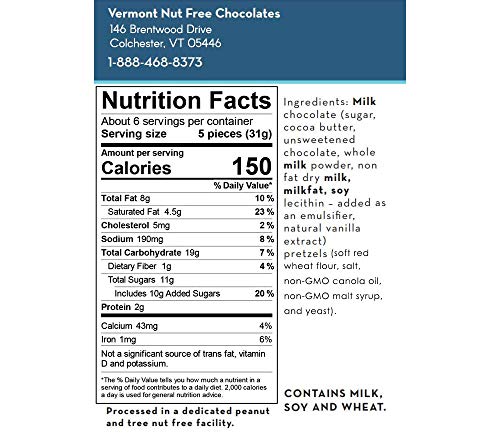 Vermont Nut Free Chocolates Milk Chocolate Covered Mini Twist Pretzels | 7 Ounce Bag, Peanut And Tree Nut Free, Egg-Free, Kosher Certified