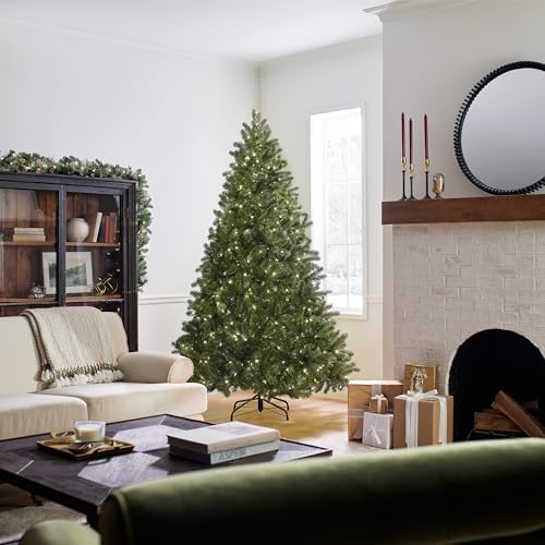 National Tree Company 7.5ft Pre-Lit Downswept Douglas Fir Christmas Tree | 750 LED Lights, 1,867 Tips, 10 Light Functions, PowerConnect, Foot Pedal, Includes Stand, Artificial, Green