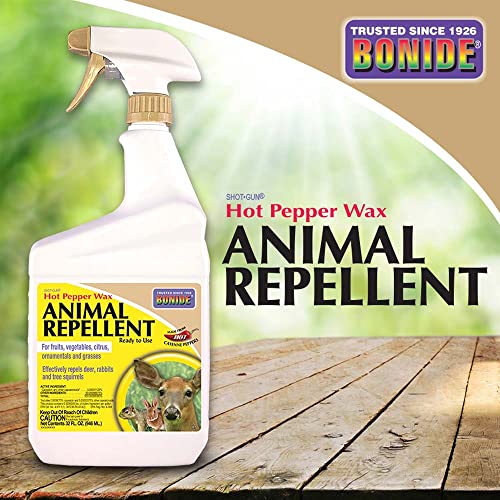 Bonide Hot Pepper Wax Animal Repellent, 32 oz Ready-to-Use Spray for Deer, Squirrels, Rabbits in Lawn & Garden | Repel Deer, Squirrels
