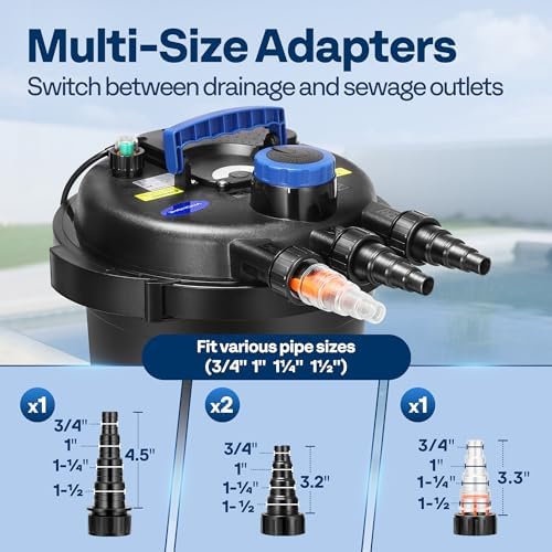 VIVOHOME 2630GPH Bio Pressure Pond Filter with 13W Light for Various Ponds