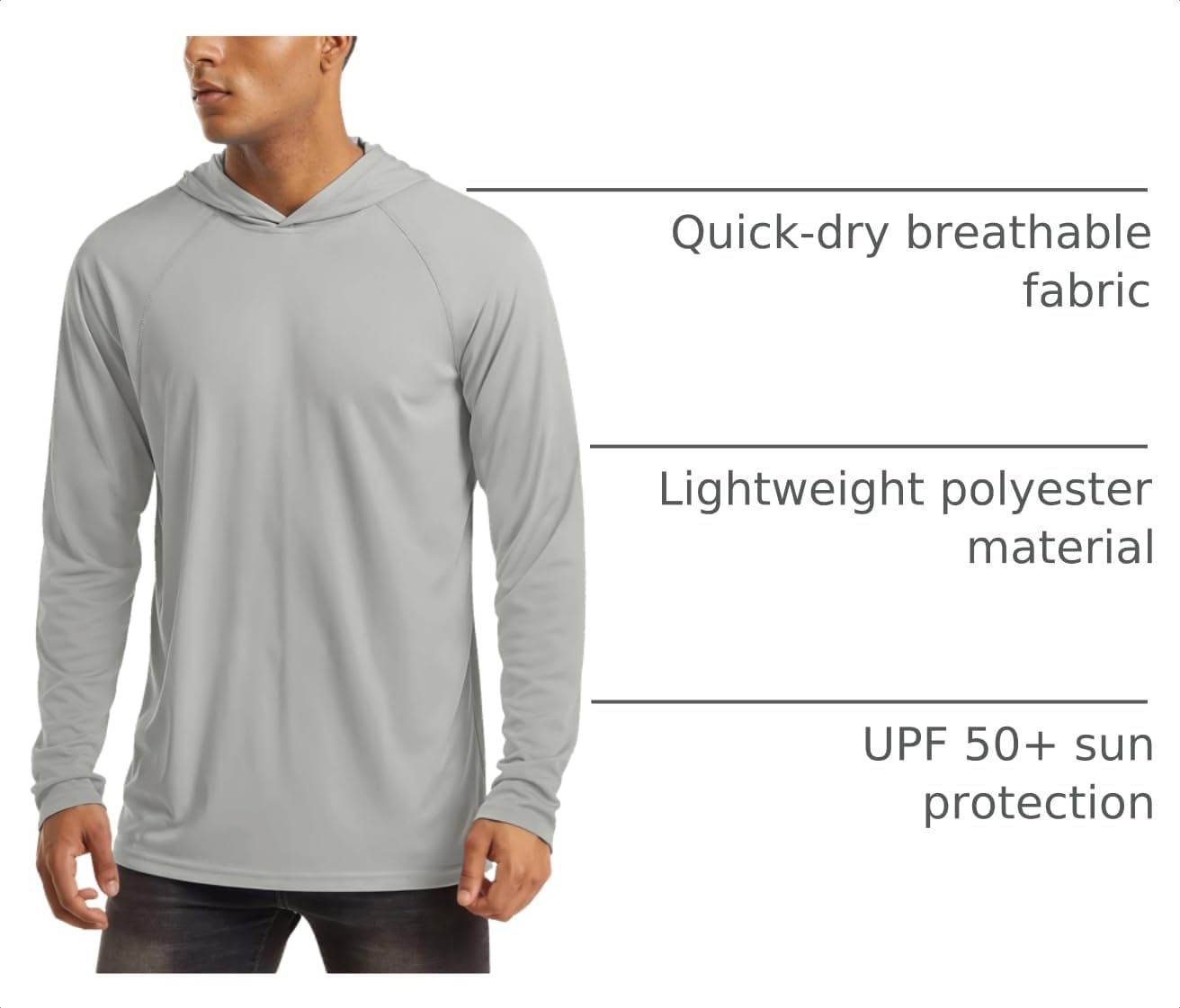 MAGCOMSEN Men's Hooded UPF 50+ Sun Protection T Shirts Long Sleeve Athletic Fishing Shirts Rash Guards