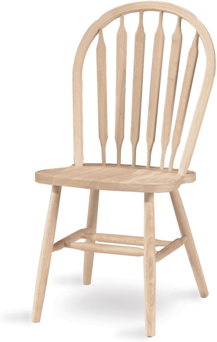 IC International Concepts Solid Wood Windsor ArrowBack Chair, Unfinished
