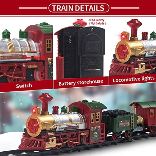 Classic Christmas Train Set with Lights and Sounds Railway Tracks Sets Battery Operated Train Toy Models with 11.5 Ft Tracks Playset for Under The