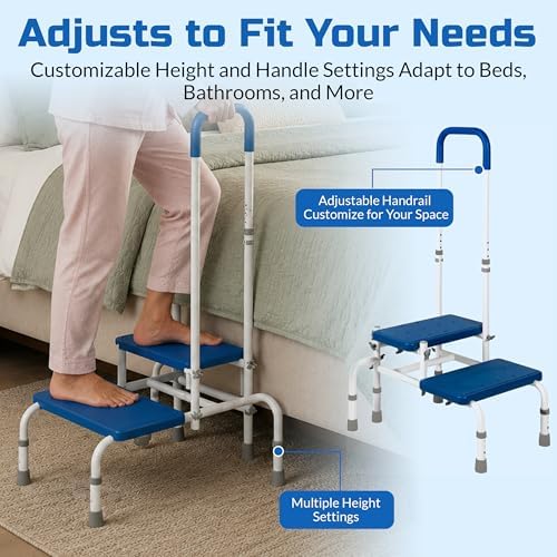 Step Stool with Handle for Elderly, Bed Step Stools for Seniors WithHandles
