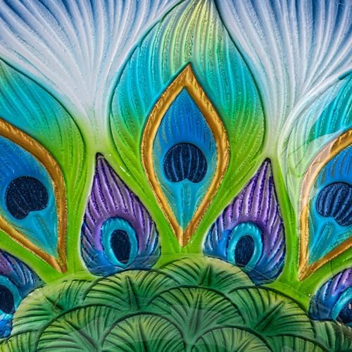Teamson Home Handpainted Hummingbird Fusion Glass Birdbath Bowl Feeder with Metal Stand for Outdoor Patio Garden Backyard Decking, 21 Inch Height, Purple/Light Blue | Fusion Glass, Metal Stand, Outdoor Patio Garden Backyard Decking, 21 Inch Height
