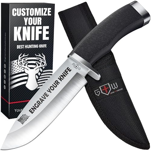 Hunting Knife with Sheath Survival Knives for Men - Best Tactical Camping Hunting Hiking Knife - Bushcraft Field Gear Accessories Tool - Fixed Blade
