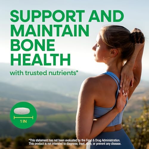 Nature’s Way Alive! Calcium Bone Support Tablets*, 1,200 mg Calcium, 120 ct | Max Absorption Calcium Supplement with Vitamins D3, K2, & Magnesium, Promotes Bone Health and Bone Density*, Gluten Free
