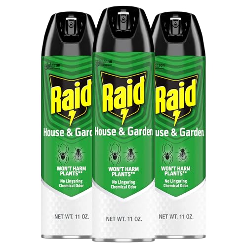 Raid House & Garden Bug Killer Aerosol Kills Bugs on Contact Won’t Harm Plants Indoor and Outdoor Use 11 Ounce (Pack of 1)