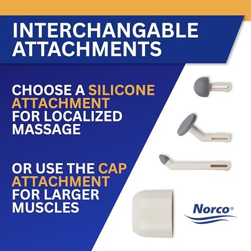 Norco Mini Massager - Handheld Massager for Scar Tissue Break Up | Compact, Travel Massage Gun with 3 Attachments for Hand, Foot, Neck, Face, Finger
