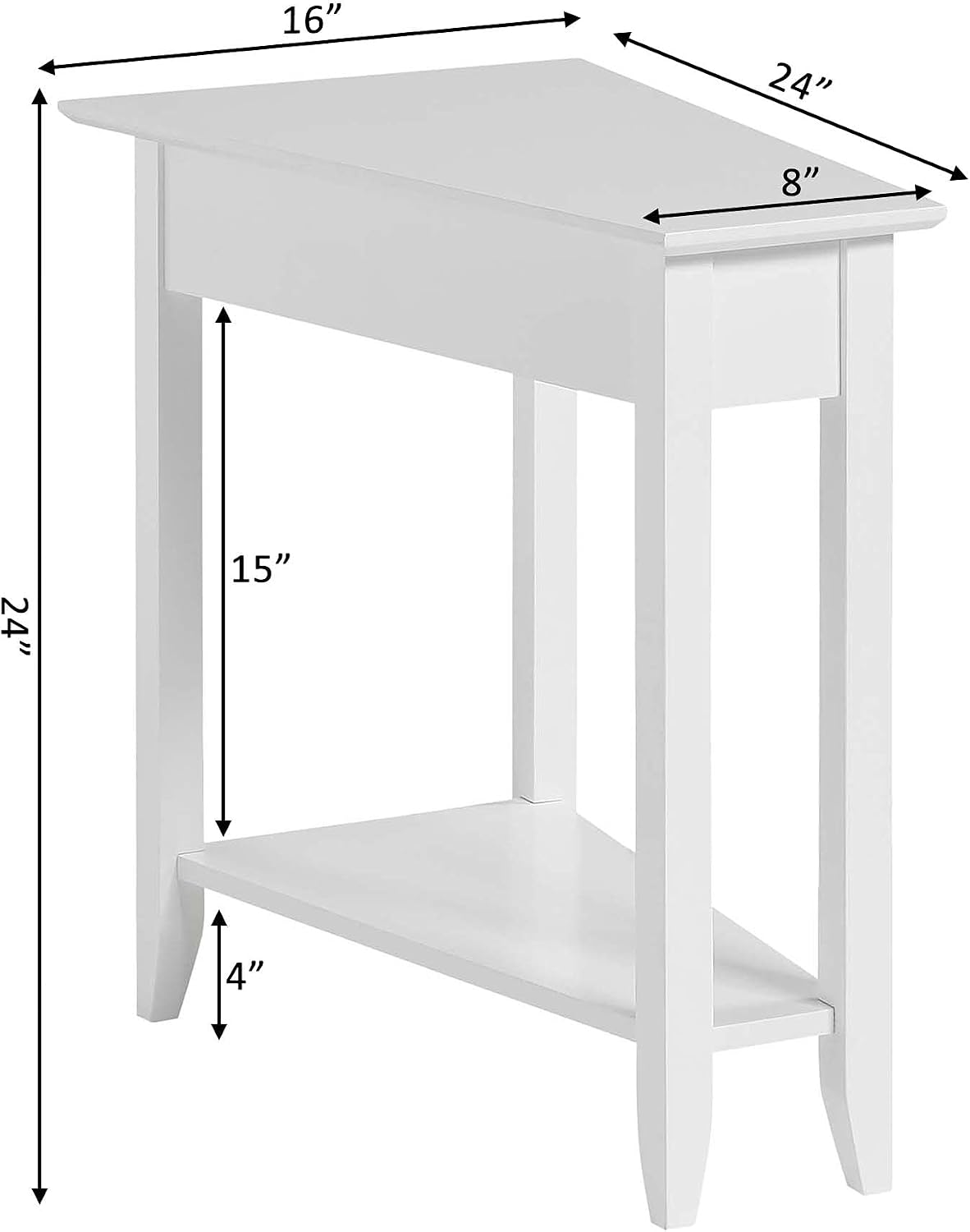 Convenience Concepts American Heritage Wedge End Table 24" - Classic Living Room Table with Storage Shelf, Side Table for Family Room, Bedside Table, Espresso