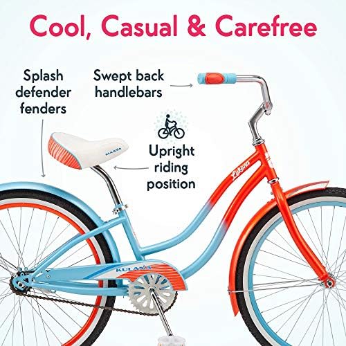 Kulana Lakona Shore, Tide or Wave Cruiser Bike, 20, 24 or 26 Inch Bike for Adults and Youth, 7 or Single Speed Beach Cruiser Bicycle