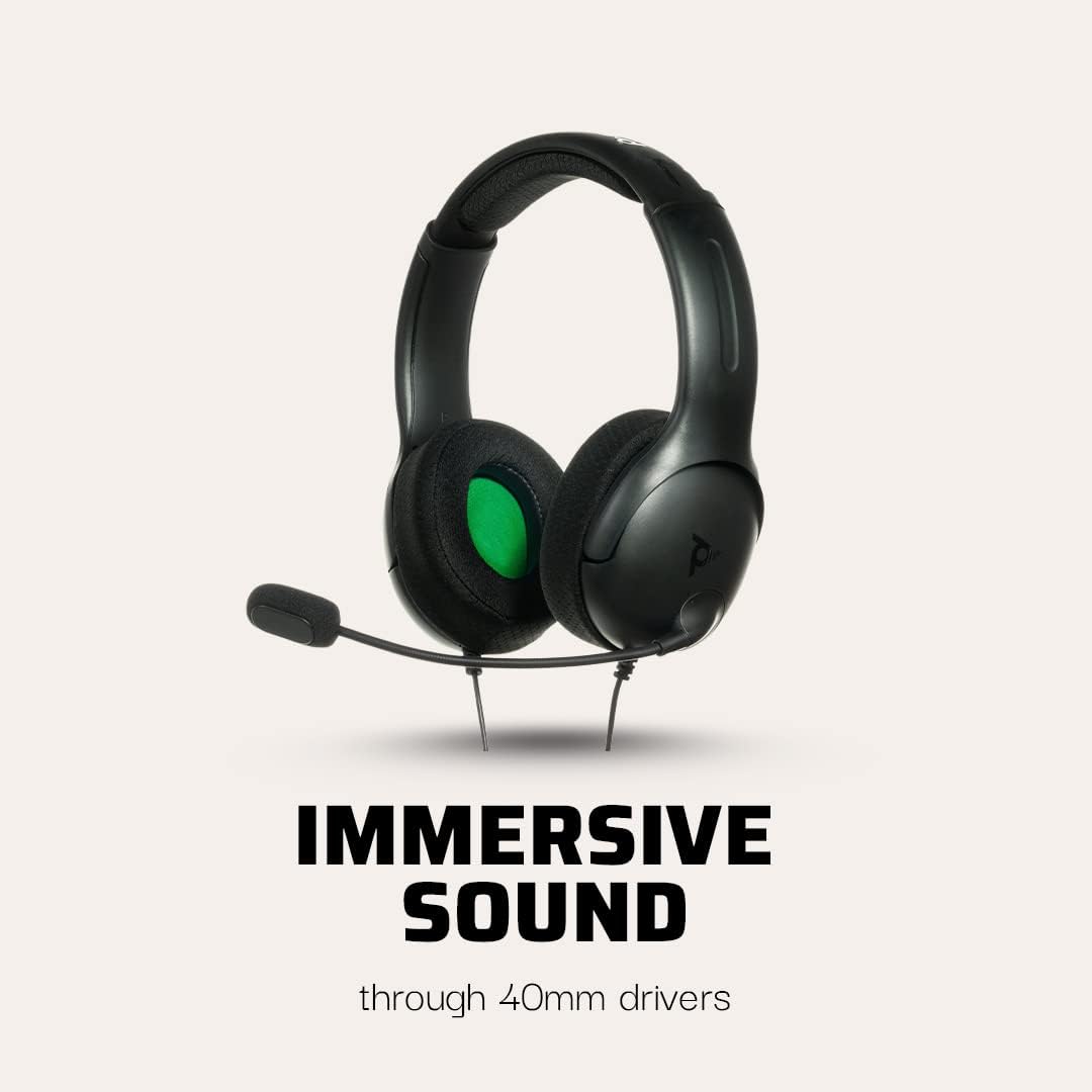 PDP Gaming AIRLITE Xbox Headset with Noise-Cancelling Microphone, Licensed Microsoft Series X|S, Xbox One Accessories, PC/Windows 10/11, Lightweight Wired Power Stereo headphones - Black