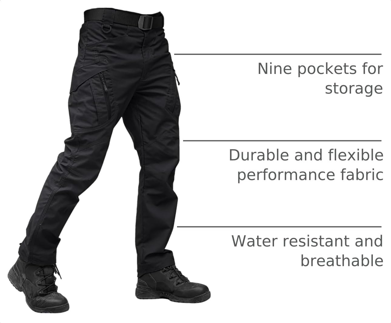 TACVASEN Men's Tactical Pants Waterproof Hiking Work Pants for Men Construction Stretch Cargo Trousers 9 Pockets