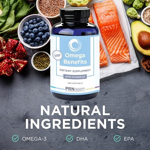 PRN rTG Omega 3 Supplement - 240 Softgels, 60-Day Supply | Fish Oil Omega 3 Supplements with 1680 mg EPA & 560 mg DHA, Omega-3 + Vitamin D for Skin, Joint, Brain, Eye & Heart Health