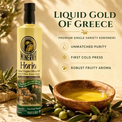 Extra Virgin Olive Oil - Horio, 750ml Glass | #1 Greek olive oil. First cold pressed from 100% Koroneiki olives grown in Greece. Single variety. Rich