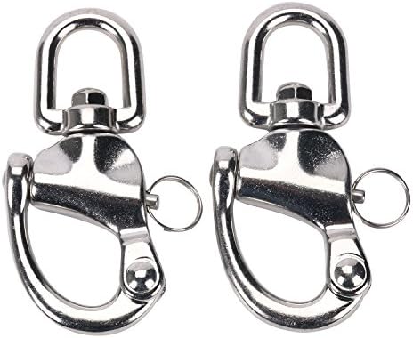 Amarine Made Pair of Swivel Eye Snap Shackle Quick Release Bail Rigging Sailing Boat Marine Stainless Steel for Sailboat Spinnaker Halyard CD309012