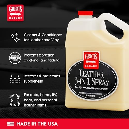 Griot's Garage Leather 3-in-1 Spray, Cleaner and Conditioner for Leather and Vinyl, Car Seats and Vehicle Interior, Truck, RV, Boats, and Home, 10963, 22 oz