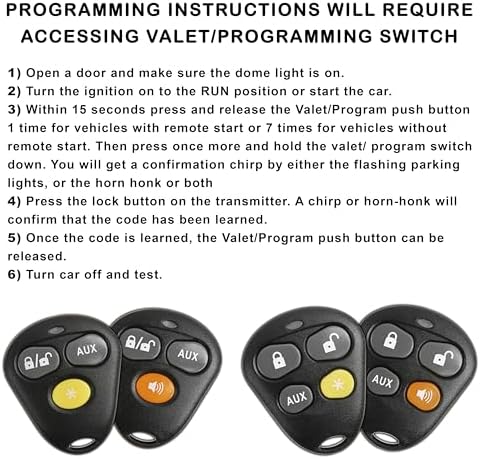 KeylessOption Keyless Entry Remote Starter Car Key Fob Alarm for Aftermarket Viper Automate EZSDEI474V 474V (Pack of 2)