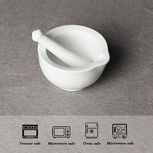 LEETOYI Small Ceramic Mortar Pestle Set, Herb Grinder Pill Crusher 3.3-inch