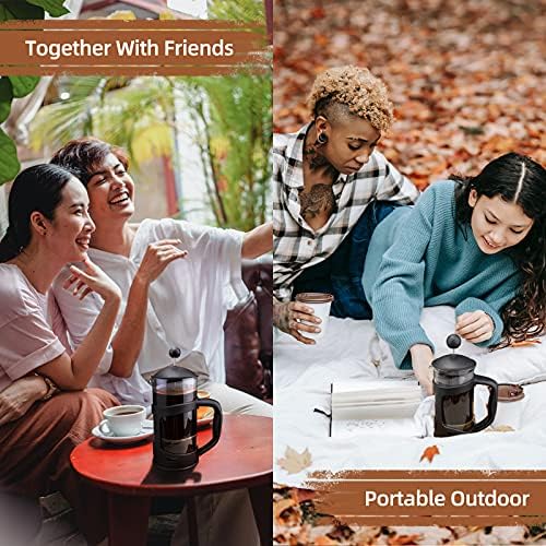RAINBEAN Mini French Press Coffee Maker, 1 Cup, 12oz, Maximum Flavor Brewer with Stainless Steel Filter, 350ml - Small