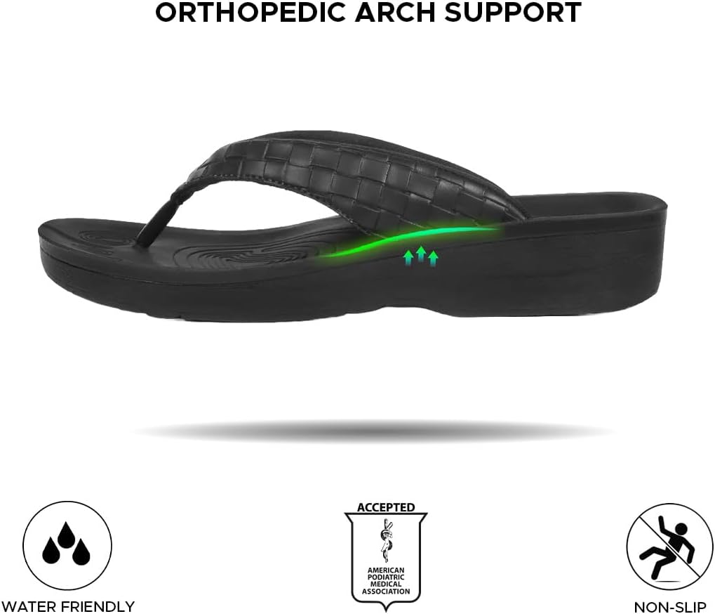 AEROTHOTIC Comfortable Arch Support Flip Flops for Women Orthotic Sandals