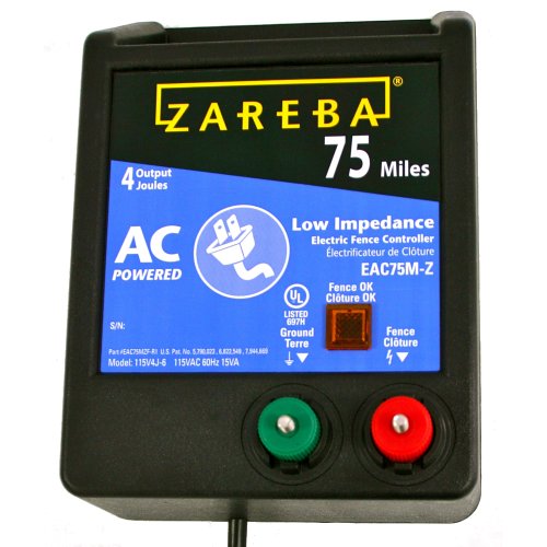 Zareba 75 Mile AC Powered Low Impedance Electric Fence Charger - Plug In Electric Fence Charger - Contain Bulls, Cattle, Pigs, Exotics