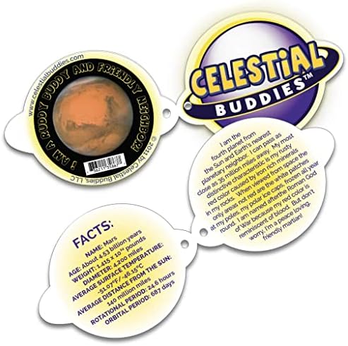 Celestial Buddies Mars Buddy | 9" Soft Stuffed Plush, Embroidered Features, Fun Red Planet Facts Tag for Kids – STEM Learning, Educational Gift