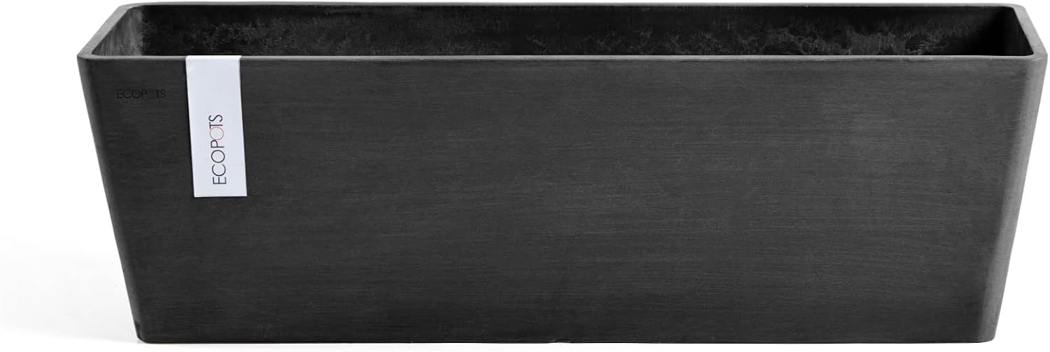 Ecopots Bruges Rectangular Flower Planter, Grey, 21.5" | Modern Style, Durable Recycled-Based Composite Construction, Weather and UV-Resistant, for Indoor/Outdoor Use