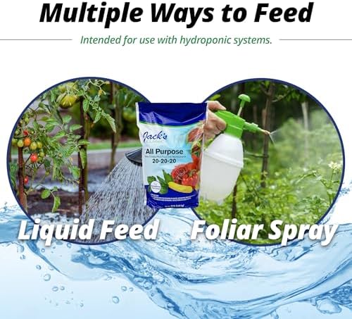 Jack's Classic 20-20-20 All Purpose Water-Soluble Fertilizer, 8oz | Powdered, Targeted Micronutrient Package, Promotes Growth, Green-Up, and Leaf Expansion on All Indoor and Outdoor Plants