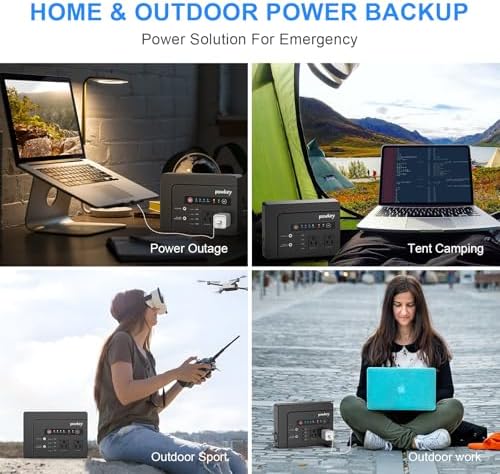 powkey 200W Portable Power Bank with AC Outlet 120V, 146Wh Power Station | Rechargeable Backup Lithium Battery Powered, Pure Sine Wave AC Outlet for Outdoor RV Trip Travel Home Office Emergency