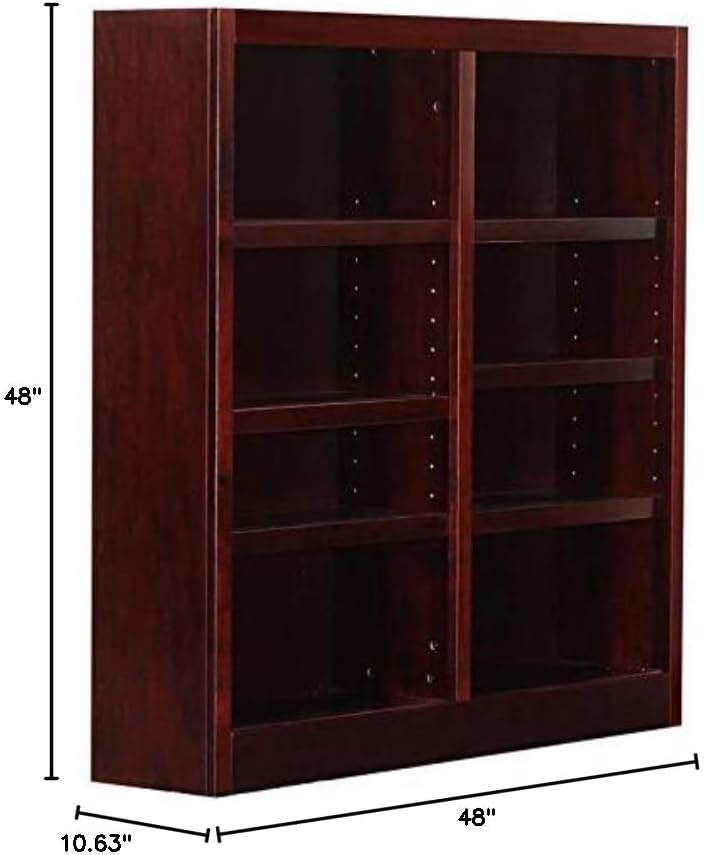 Traditional 48" Tall 8-Shelf Double Wide Wood Bookcase in Cherry