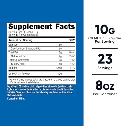 Nutricost C8 MCT Oil Powder 1LB (16.2oz) - 95% C8 MCT Oil Powder