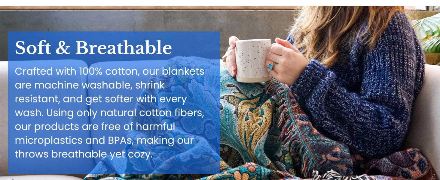 Soft and Breathable woven throw blanket cotton
