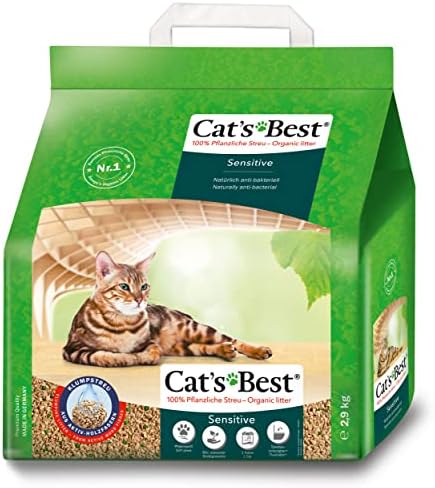 Cat's Best 29776 Cat Litter Green Power (2, 9 kg) | Clumping wood fibre cat litter - small grain, soft on sensitive paws - odour encapsulating