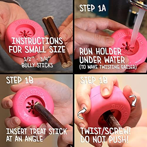 Bully Stick Holder - Size Small Interactive Dog Toy, Slow Feeder, Treat Dispenser, Chew Toy and Dog Safety Device