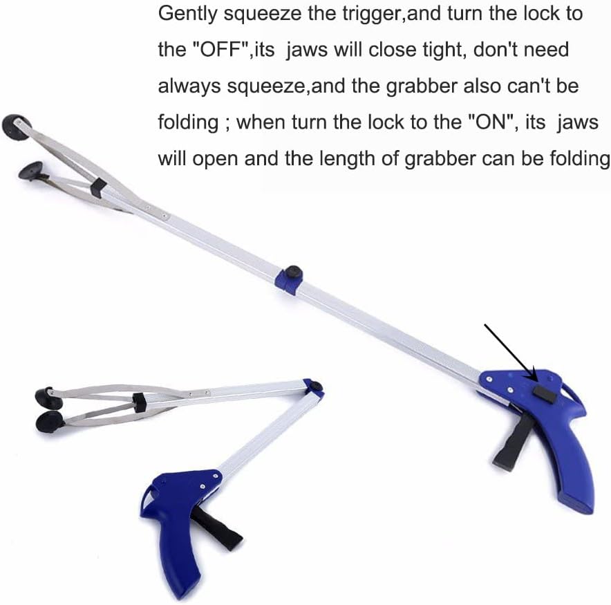 THUSIBER Reacher Grabber 32" Extra Long Folding Reaching Claw Heavy Duty Mobility Aid Arm Extender Gripper Tools for Trash Pick Up Litter Picker