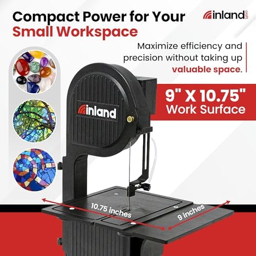 Inland Craft DB-100 Band Table Machine for Cutting Stained Glass, Diamond Blade Band, Lapidary Slab Saw, Rock, Coral & Stone Polisher, Hobby Bandsaw