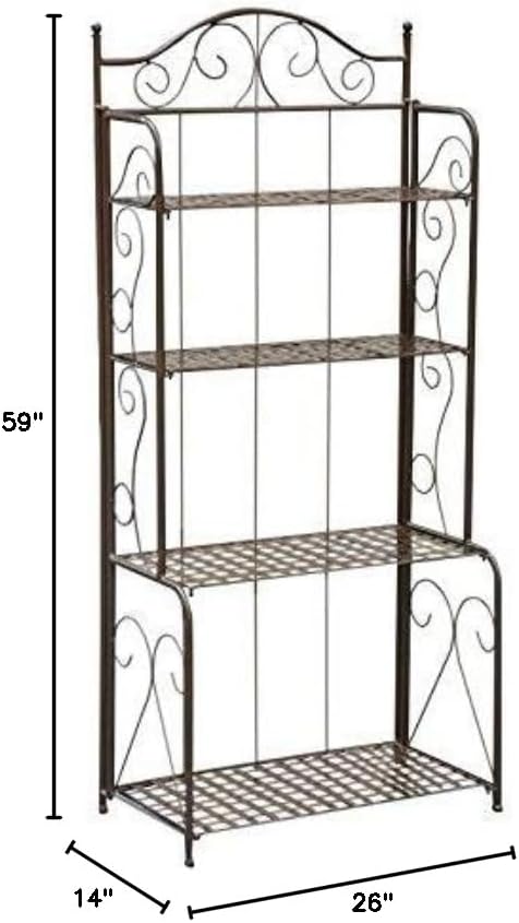 4-Tier Iron Indoor/Outdoor Bakers Rack (Bronze)