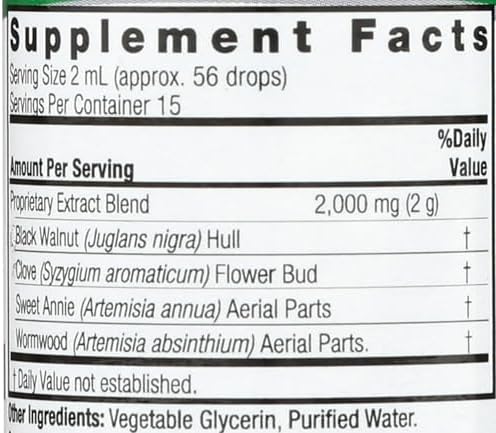 Natures Answer Black Walnut and Wormwood 1 oz 30mL 200mg. Extract, Liquid,promotes digestion,Vegetable Glycerin And Purified Water