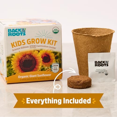 Back to the Roots Sunflower Organic Windowsill Planter Kit - Grows Year Round, Includes Everything Needed for Planting