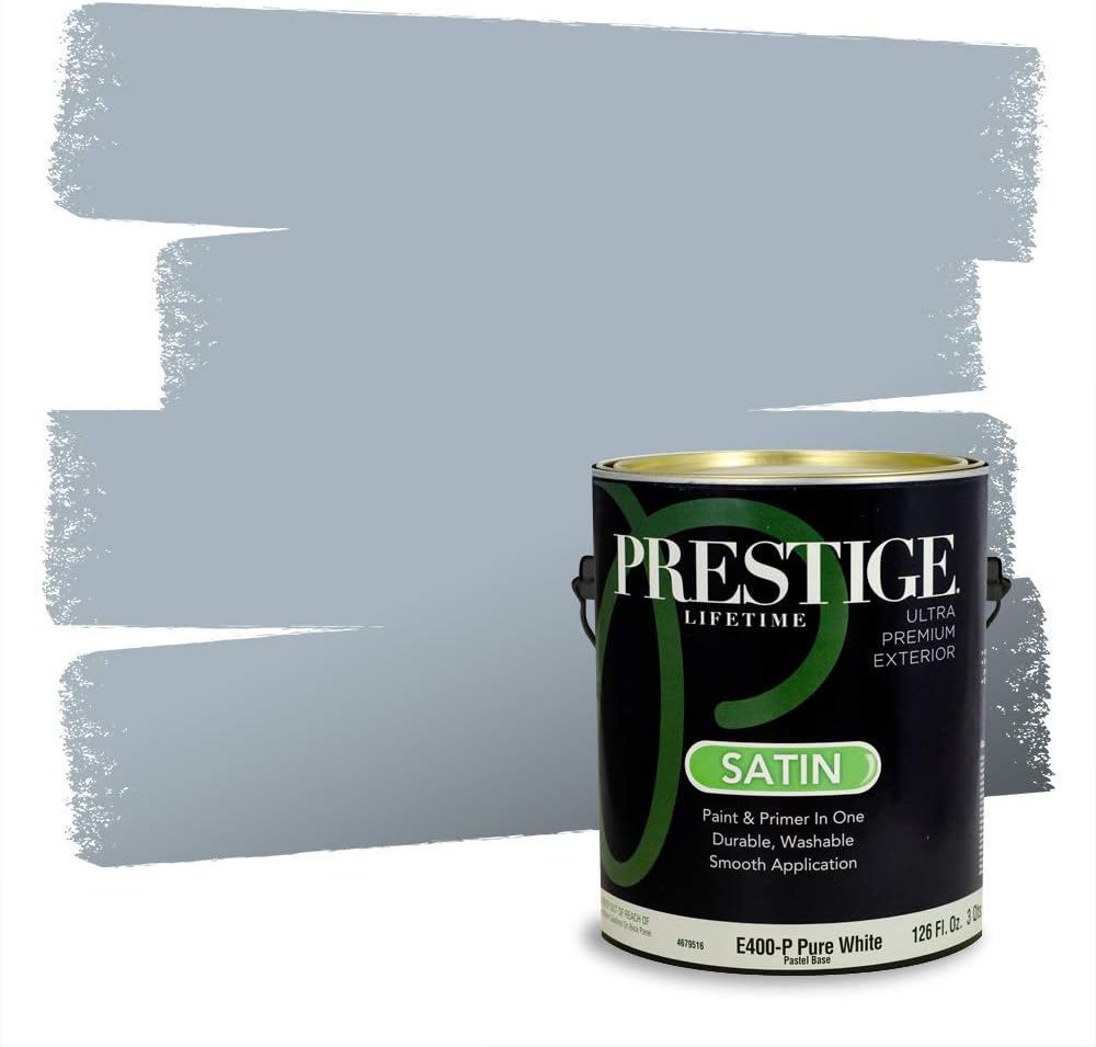 PRESTIGE Paints Exterior Paint and Primer In One, 1-Gallon, Semi-Gloss, Comparable Match of Behr* Intercoastal Gray*