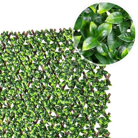 NatraHedge 20''X50'' Artificial Privacy Grass Wall Decor, Laurel Leaf